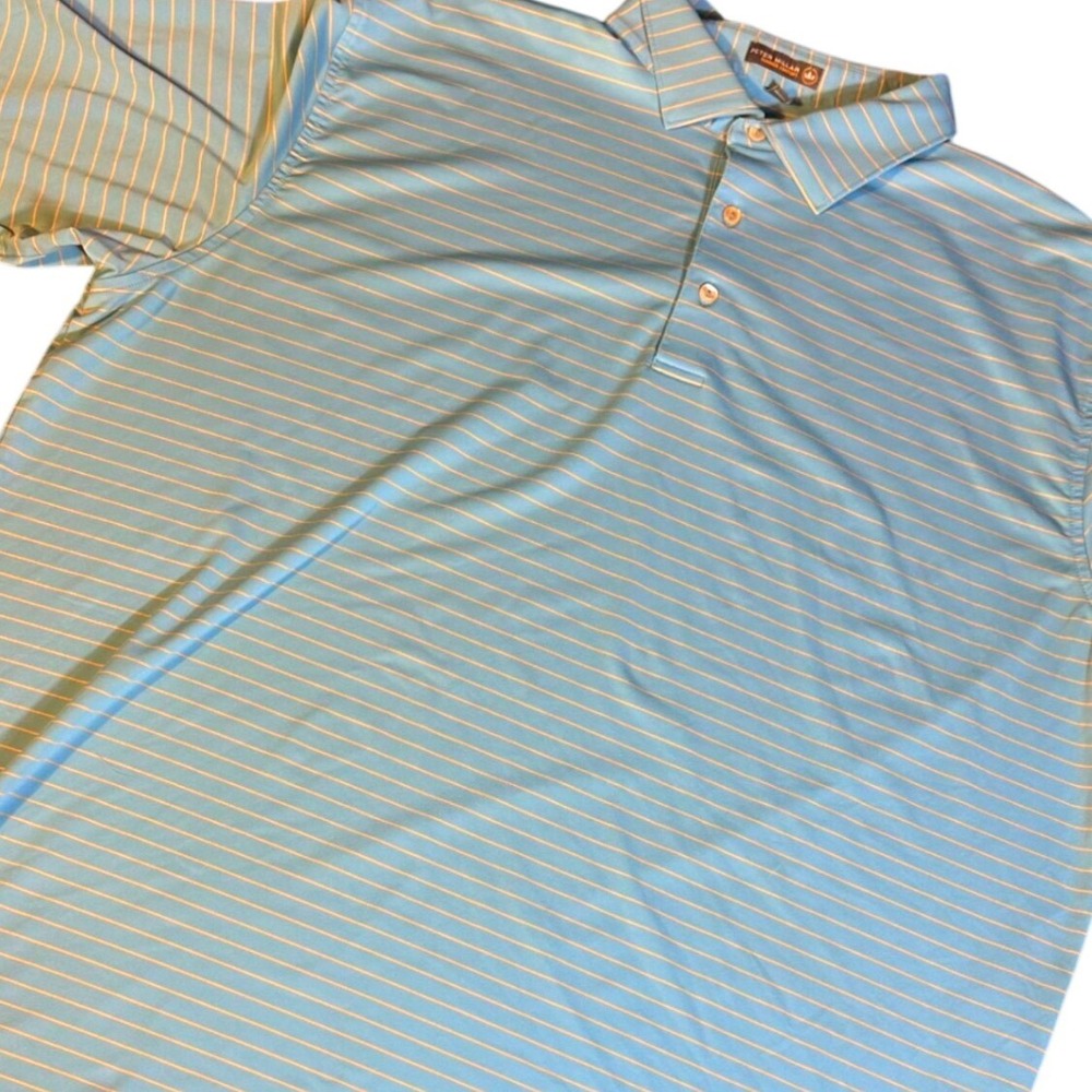 Peter Millar‎ Polo Mens XXL Blue Striped Summer Comfort Short Sleeve MS18EK10S